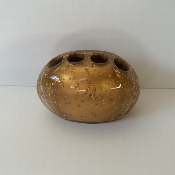 Nicole Miller Toothbrush Holder Gold & Gold Fleck Acrylic - Picture 3 of 6